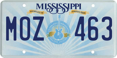 MS license plate MOZ463