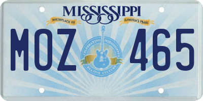 MS license plate MOZ465