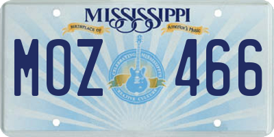 MS license plate MOZ466