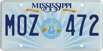 MS license plate MOZ472
