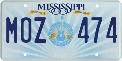 MS license plate MOZ474