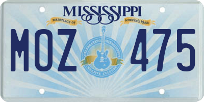 MS license plate MOZ475