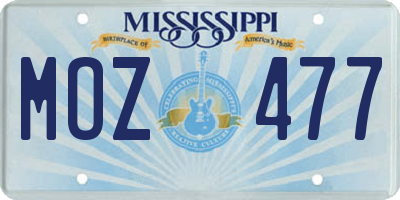 MS license plate MOZ477