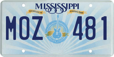 MS license plate MOZ481