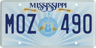MS license plate MOZ490