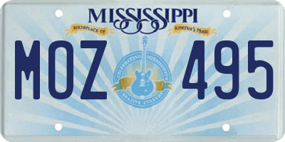 MS license plate MOZ495