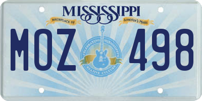 MS license plate MOZ498