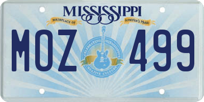MS license plate MOZ499
