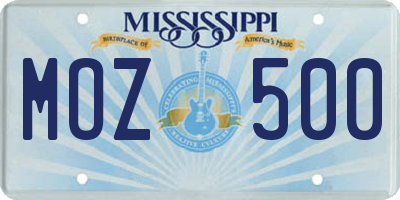 MS license plate MOZ500