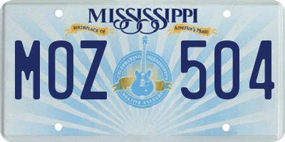 MS license plate MOZ504