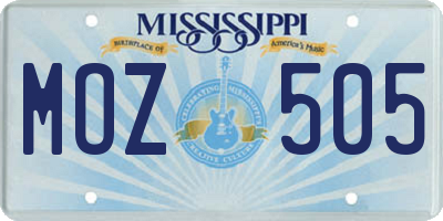 MS license plate MOZ505