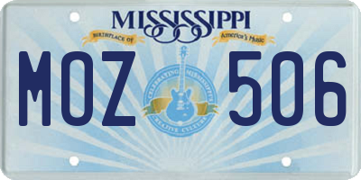 MS license plate MOZ506