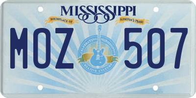 MS license plate MOZ507