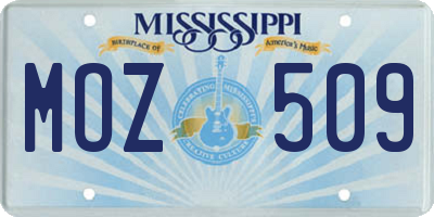 MS license plate MOZ509