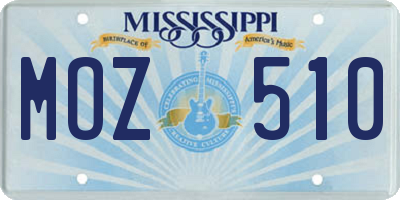 MS license plate MOZ510