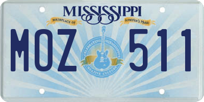 MS license plate MOZ511