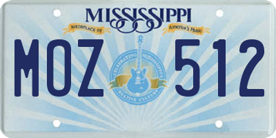 MS license plate MOZ512