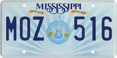 MS license plate MOZ516