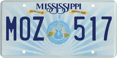 MS license plate MOZ517