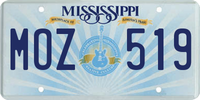 MS license plate MOZ519