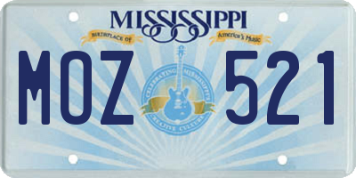 MS license plate MOZ521