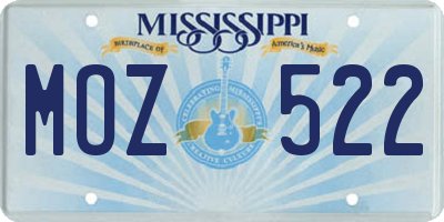 MS license plate MOZ522