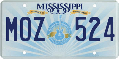 MS license plate MOZ524