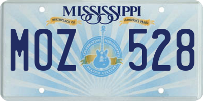 MS license plate MOZ528