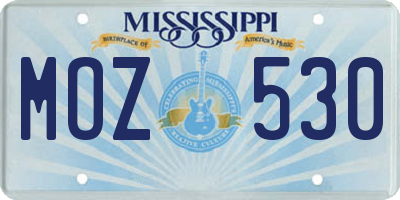 MS license plate MOZ530
