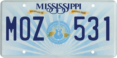 MS license plate MOZ531