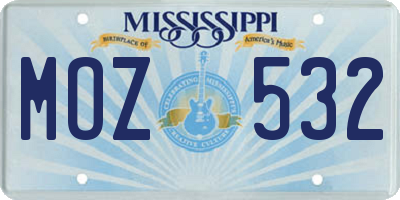 MS license plate MOZ532