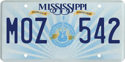 MS license plate MOZ542
