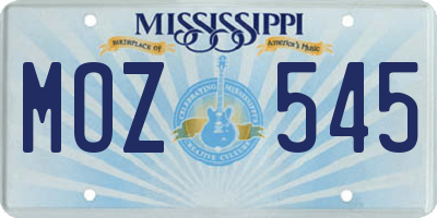 MS license plate MOZ545