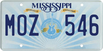MS license plate MOZ546