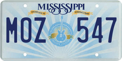MS license plate MOZ547