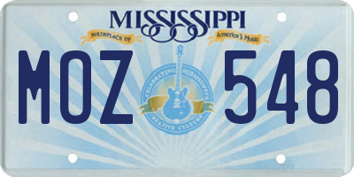 MS license plate MOZ548