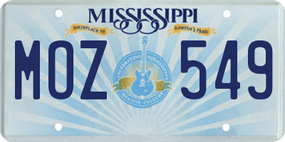 MS license plate MOZ549
