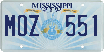 MS license plate MOZ551