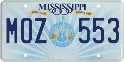 MS license plate MOZ553