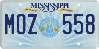 MS license plate MOZ558