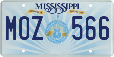 MS license plate MOZ566