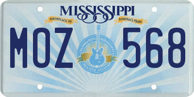 MS license plate MOZ568