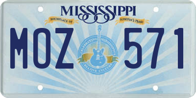 MS license plate MOZ571