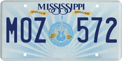 MS license plate MOZ572