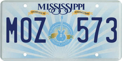 MS license plate MOZ573