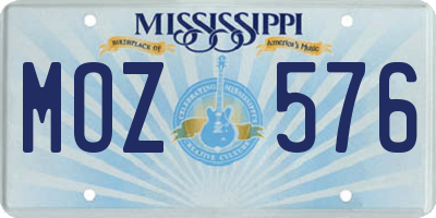 MS license plate MOZ576