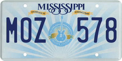 MS license plate MOZ578