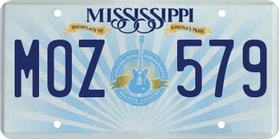 MS license plate MOZ579
