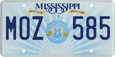 MS license plate MOZ585