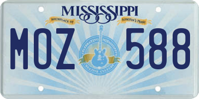 MS license plate MOZ588